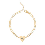 Paperclip Heart Bracelet — Engravable Gold & Rose Gold Heart Charm - KURDISTAN ONE