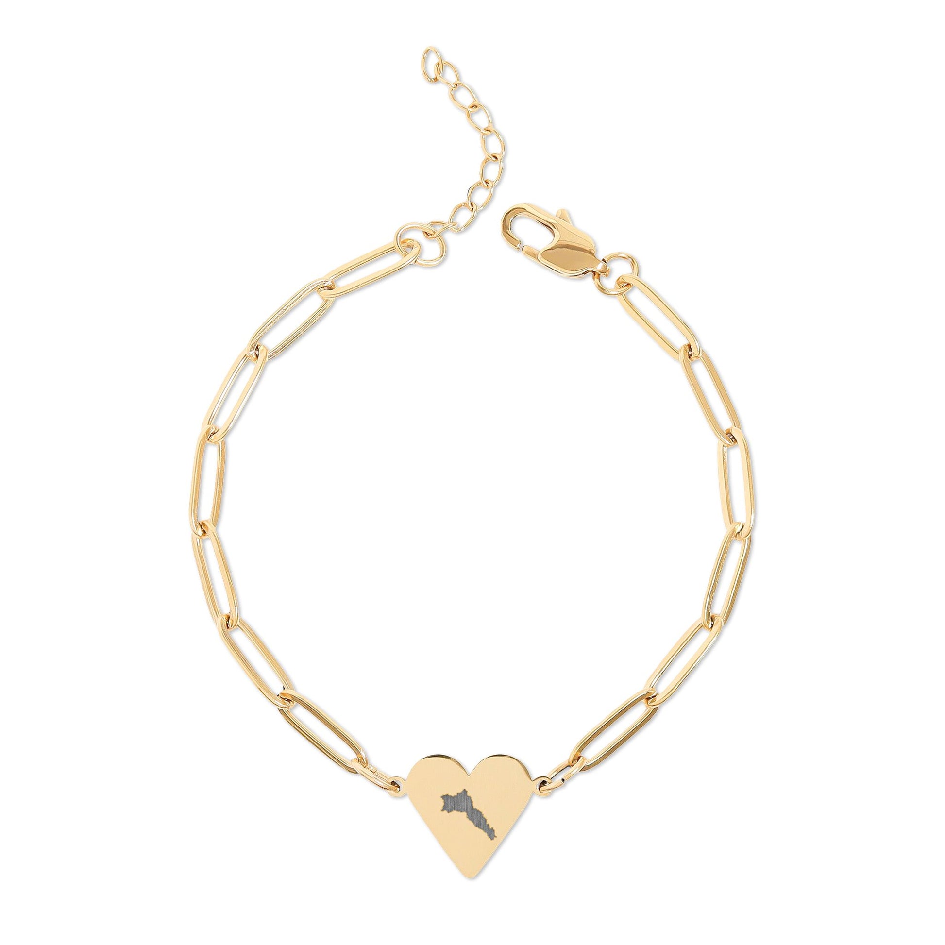 Paperclip Heart Bracelet — Engravable Gold & Rose Gold Heart Charm - KURDISTAN ONE