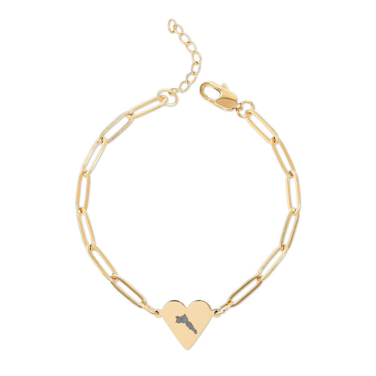Paperclip Heart Bracelet — Engravable Gold & Rose Gold Heart Charm - KURDISTAN ONE