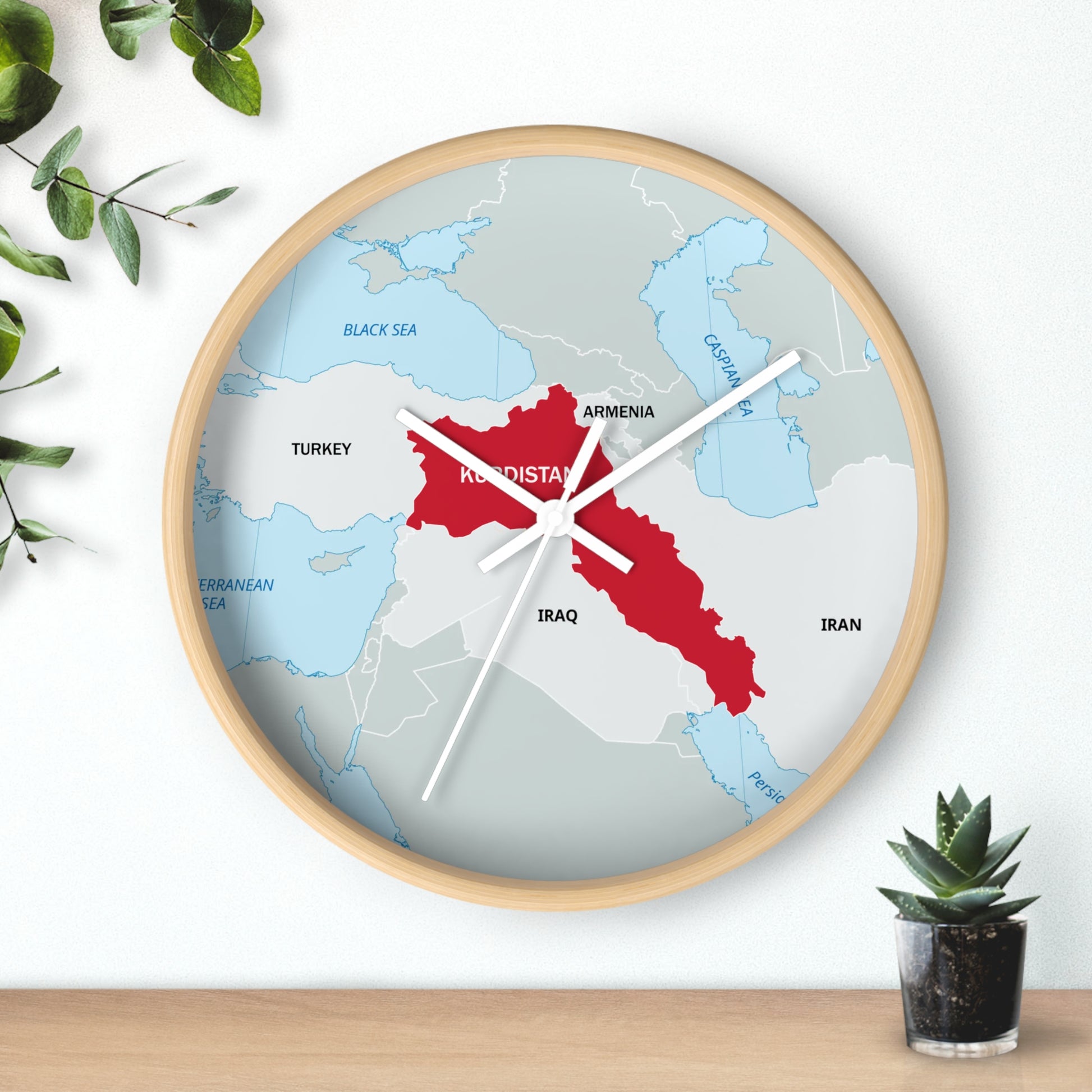 Kurdistan Map Wall Clock — Red Map Timepiece for Home & Office - KURDISTAN ONE