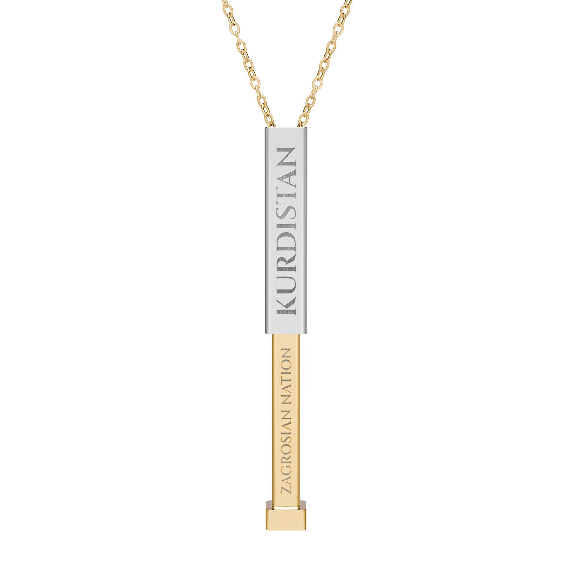 Engravable Sliding Bar Necklace — Hidden Message Personalized Kurdistan Pendant - KURDISTAN ONE