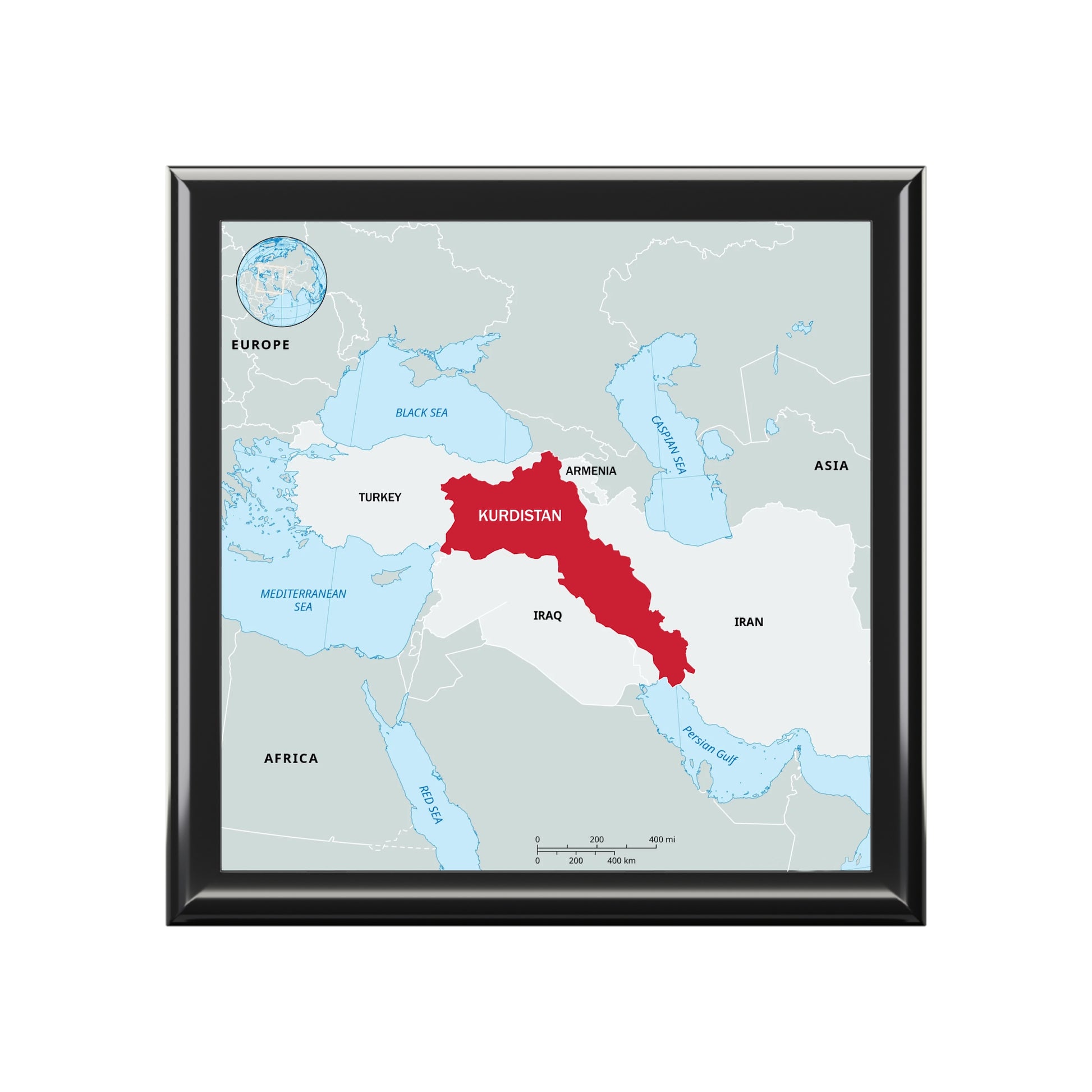Map Jewelry Box — Kurdistan Red Accent Keepsake Box - KURDISTAN ONE