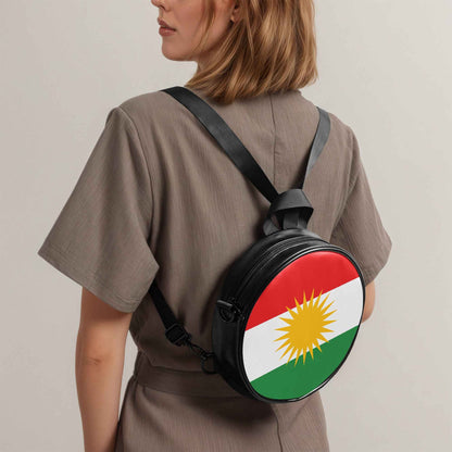 Round Crossbody Bag with Kurdistan Flag