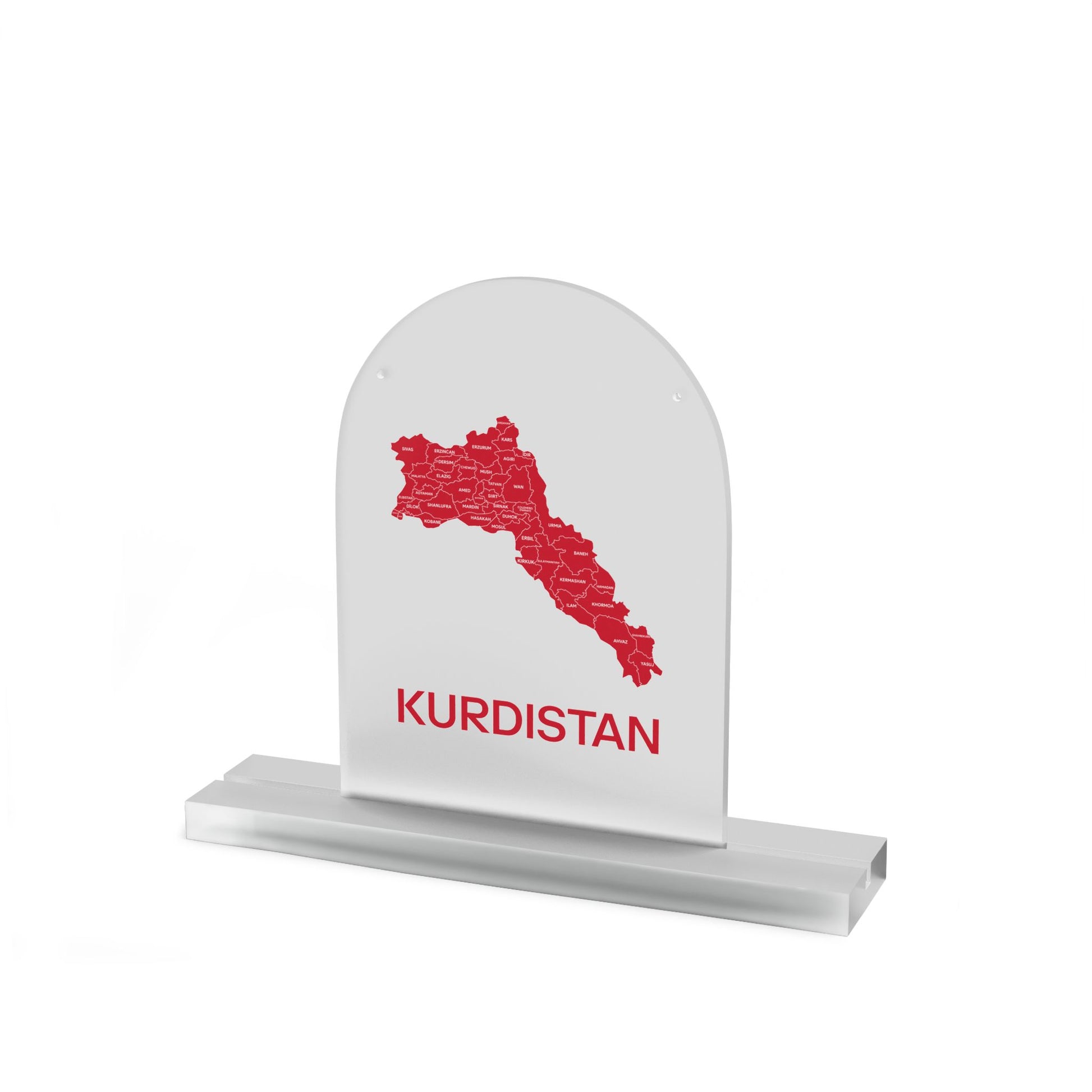 Kurdistan Acrylic Dome Table Sign – Clear Desk Ornament with Red Map Design - KURDISTAN ONE