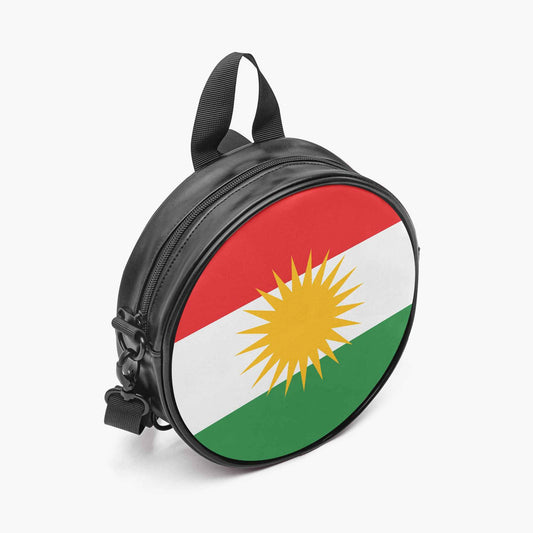 Round Crossbody Bag with Kurdistan Flag