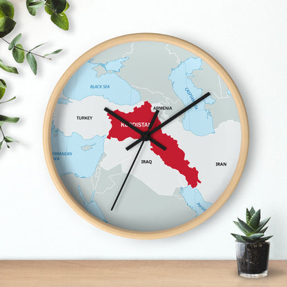 Kurdistan Map Wall Clock — Red Map Timepiece for Home & Office - KURDISTAN ONE