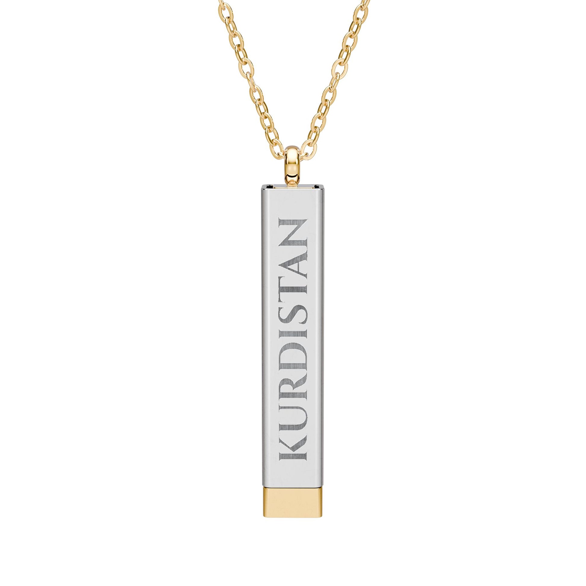 Engravable Sliding Bar Necklace — Hidden Message Personalized Kurdistan Pendant - KURDISTAN ONE