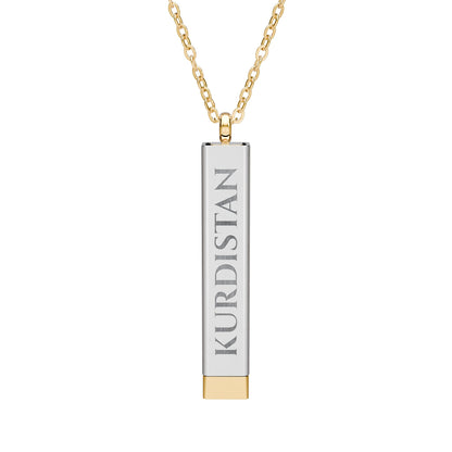 Engravable Sliding Bar Necklace — Hidden Message Personalized Kurdistan Pendant - KURDISTAN ONE
