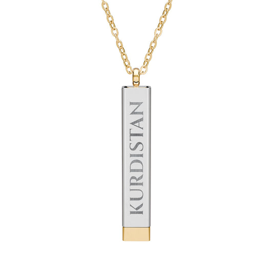 Engravable Sliding Bar Necklace — Hidden Message Personalized Kurdistan Pendant - KURDISTAN ONE