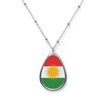 Kurdistan Flag Oval Necklace – Silver Teardrop Pendant Patriotic Jewelry - KURDISTAN ONE