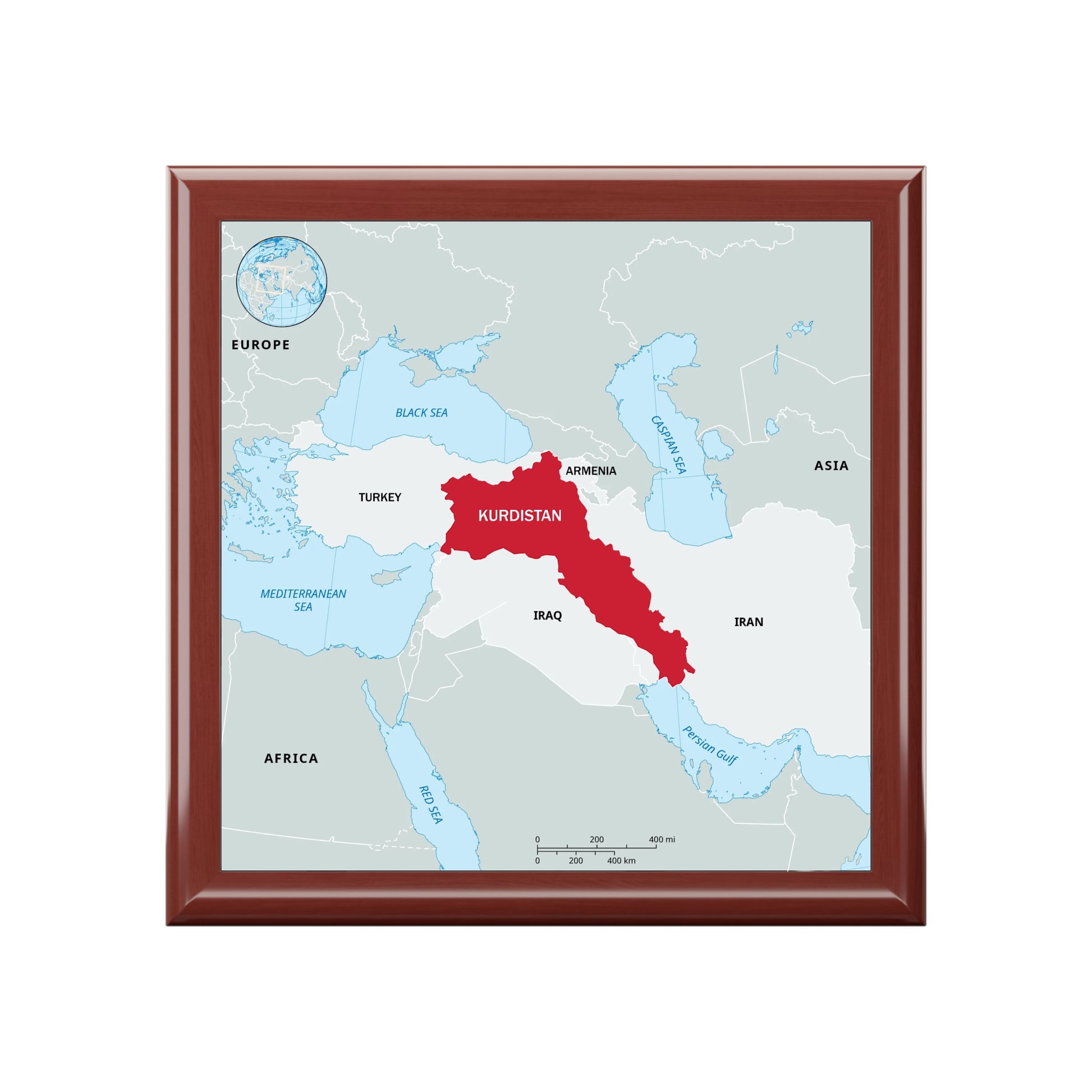 Map Jewelry Box — Kurdistan Red Accent Keepsake Box - KURDISTAN ONE