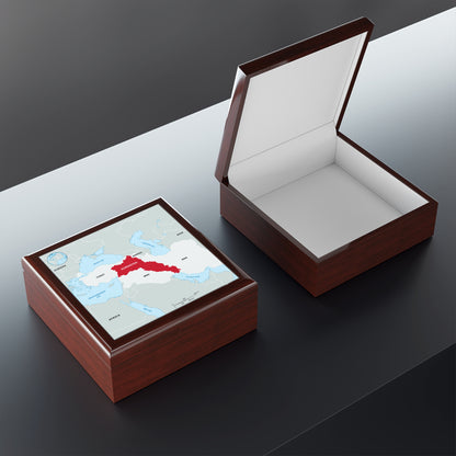 Map Jewelry Box — Kurdistan Red Accent Keepsake Box - KURDISTAN ONE