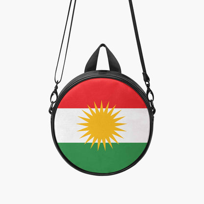 Round Crossbody Bag with Kurdistan Flag