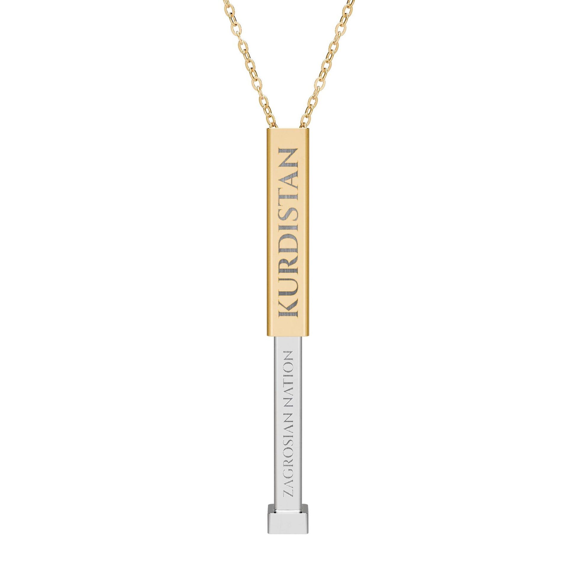 Engravable Sliding Bar Necklace — Hidden Message Personalized Kurdistan Pendant - KURDISTAN ONE