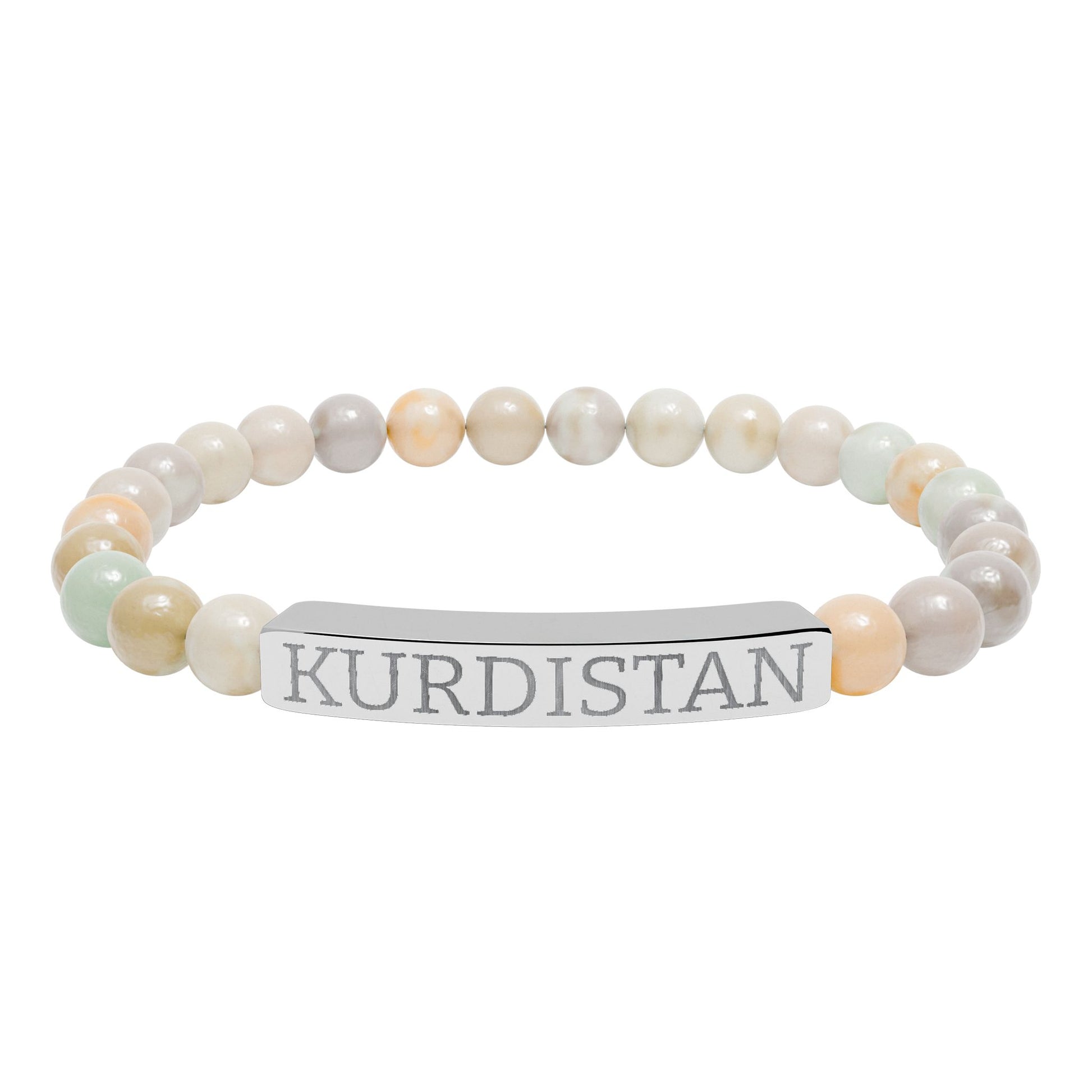Kurdistan Engraved Natural Stone Stretch Bracelet - KURDISTAN ONE