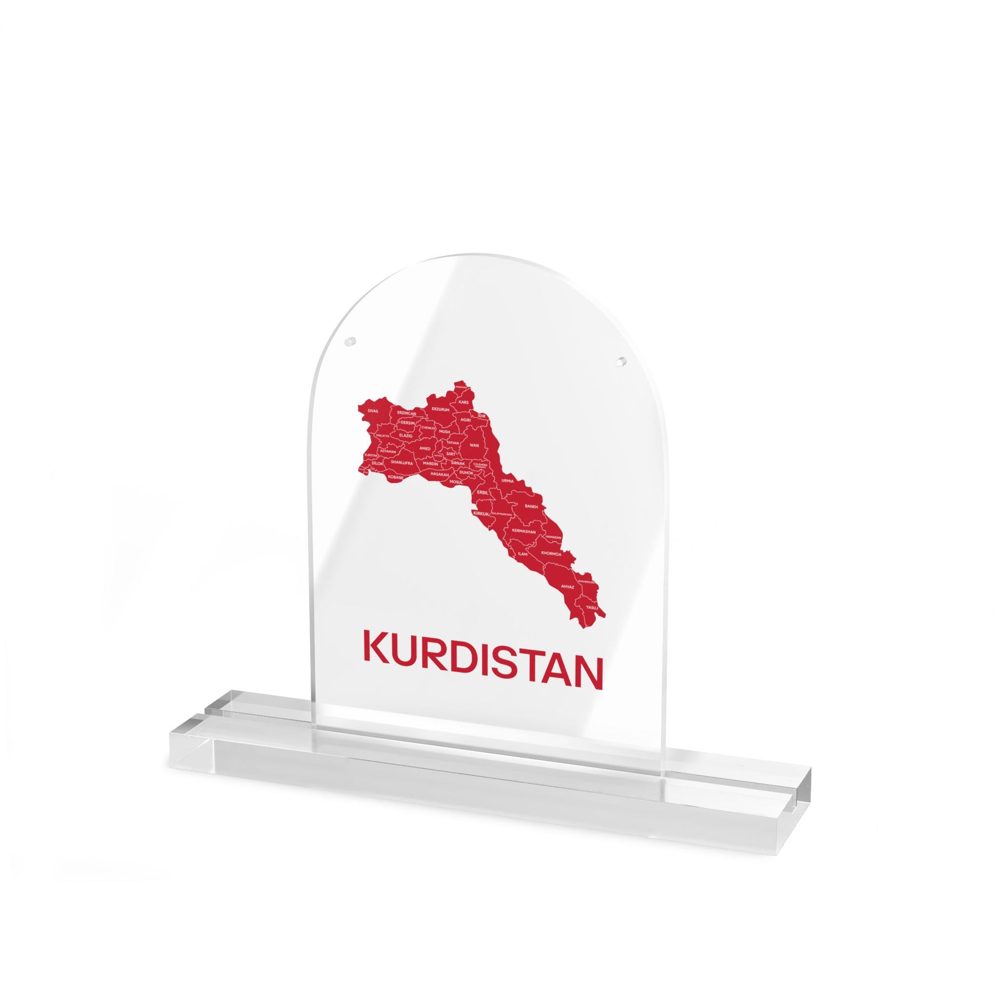 Kurdistan Acrylic Dome Table Sign – Clear Desk Ornament with Red Map Design - KURDISTAN ONE