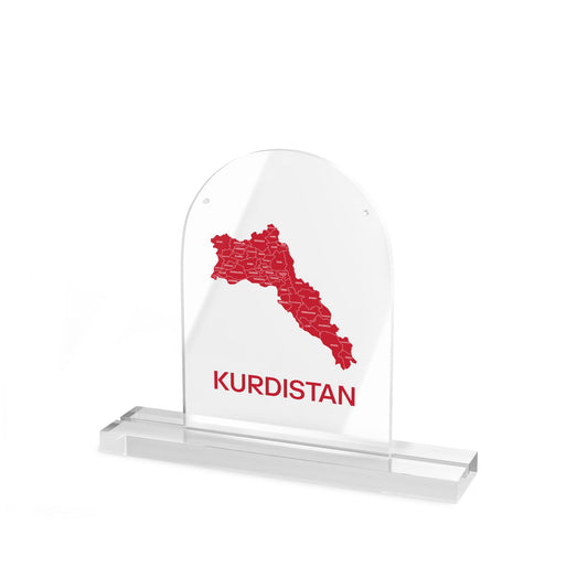 Kurdistan Acrylic Dome Table Sign – Clear Desk Ornament with Red Map Design - KURDISTAN ONE
