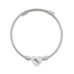 Engravable Heart Cable Cuff Bracelet — Personalized Silver Heart Bangle - KURDISTAN ONE