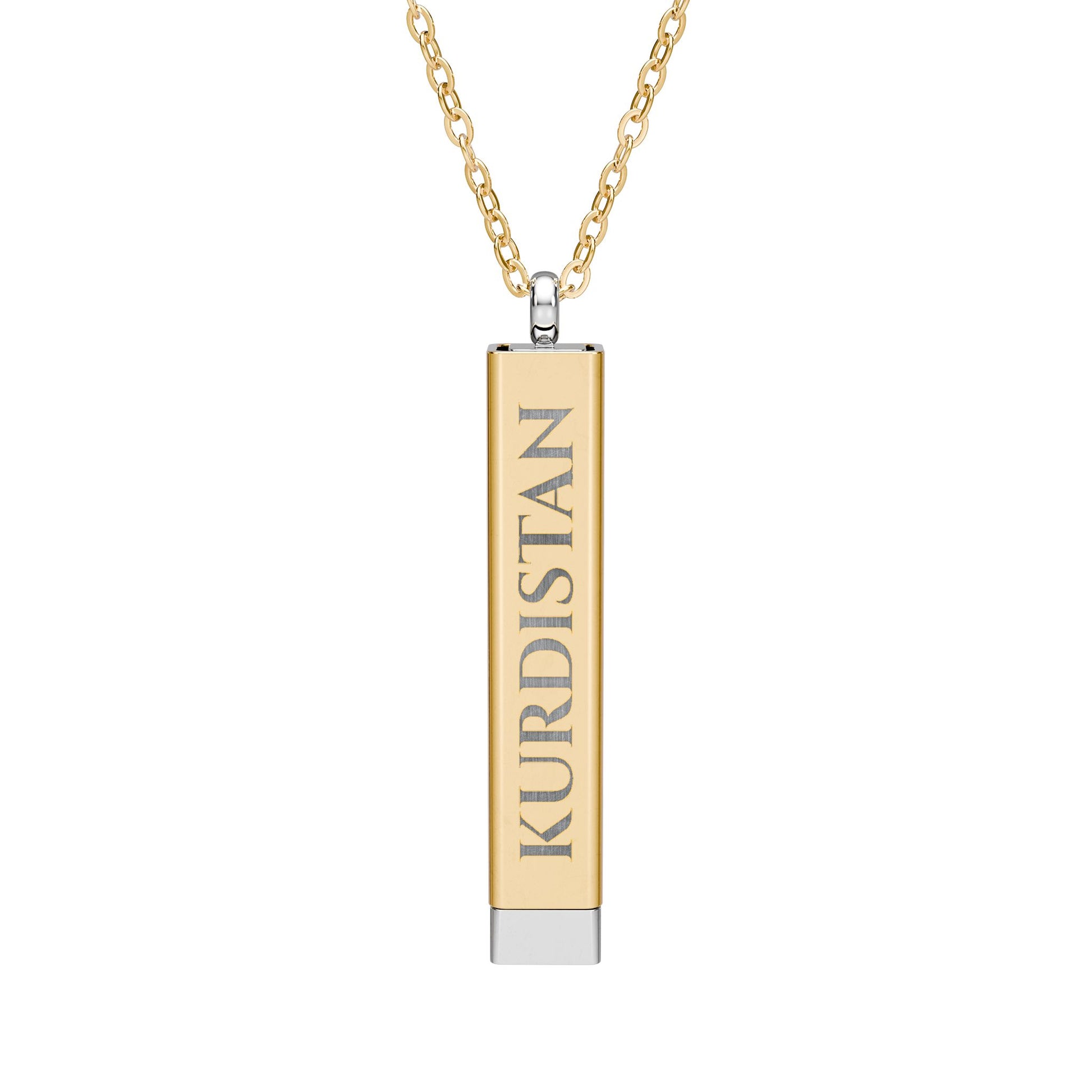 Engravable Sliding Bar Necklace — Hidden Message Personalized Kurdistan Pendant - KURDISTAN ONE