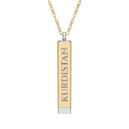 Engravable Sliding Bar Necklace — Hidden Message Personalized Kurdistan Pendant - KURDISTAN ONE