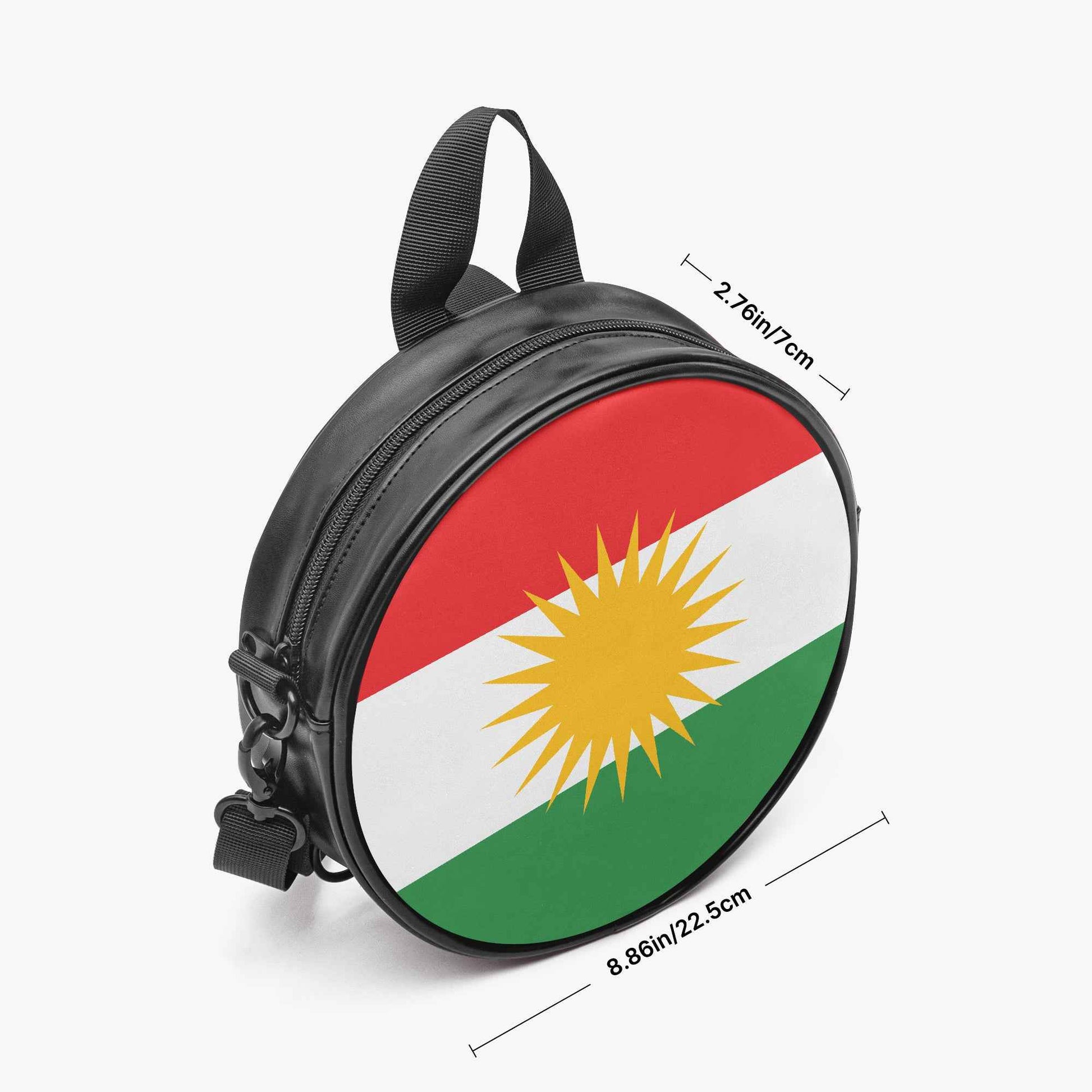 Round Crossbody Bag with Kurdistan Flag