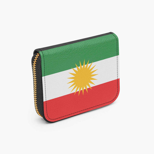 Bifold Zipper Wallet with Kurdistan Flag