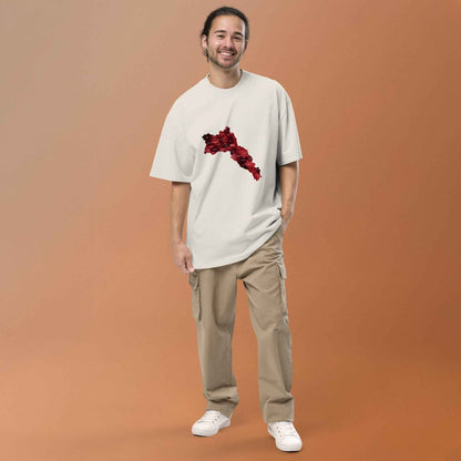 Oversized faded t-shirt kurdistan red map