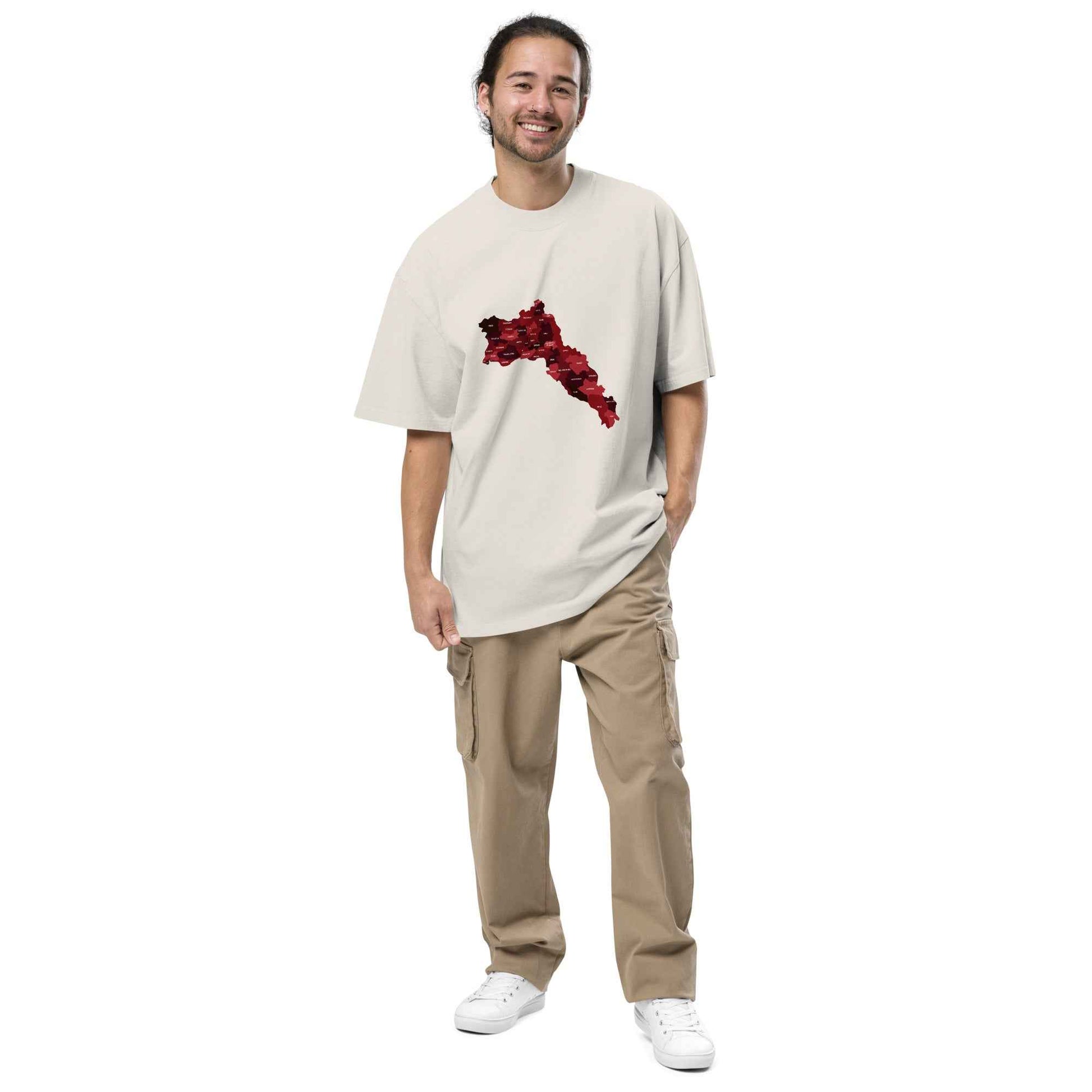 Oversized faded t-shirt kurdistan red map