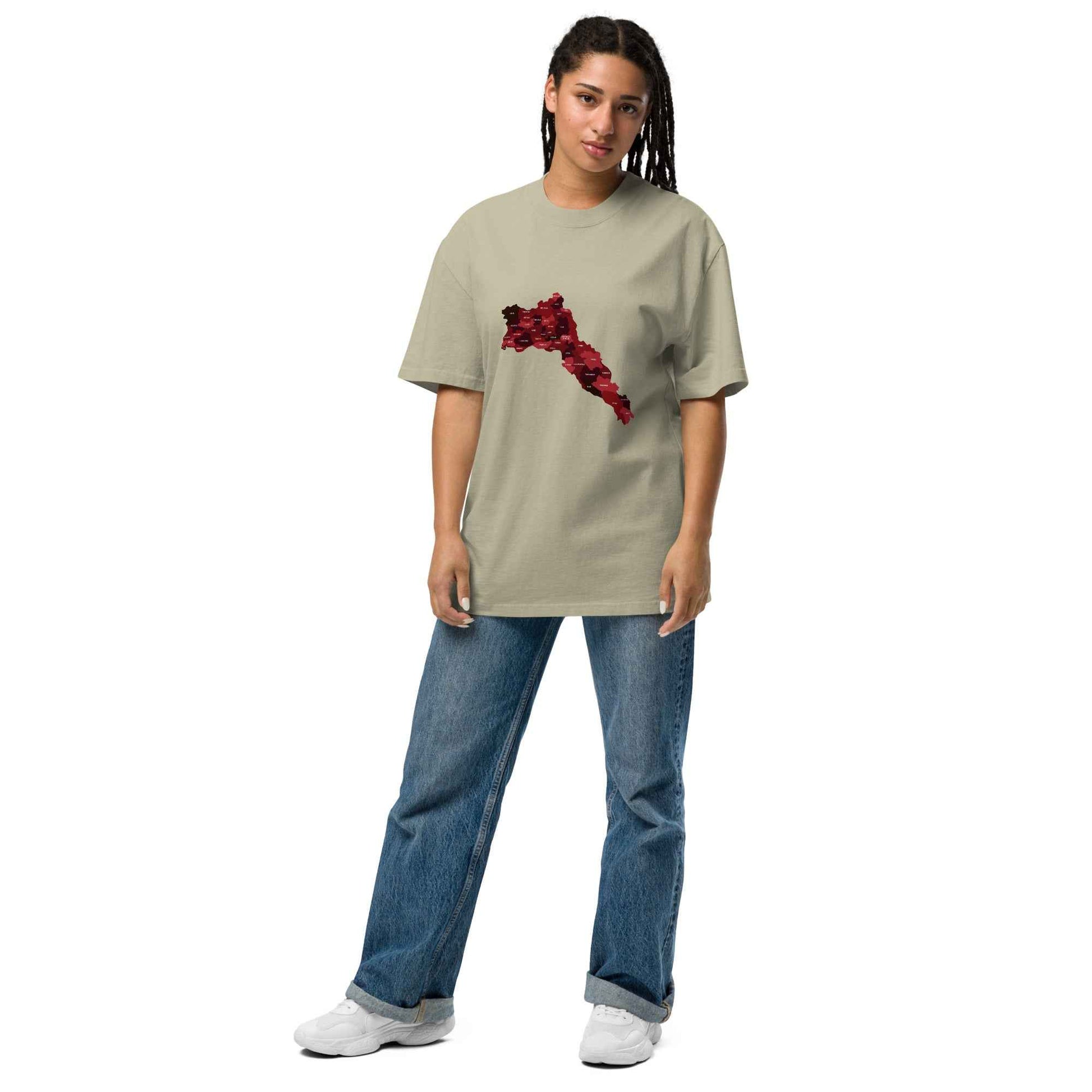 Oversized faded t-shirt kurdistan red map