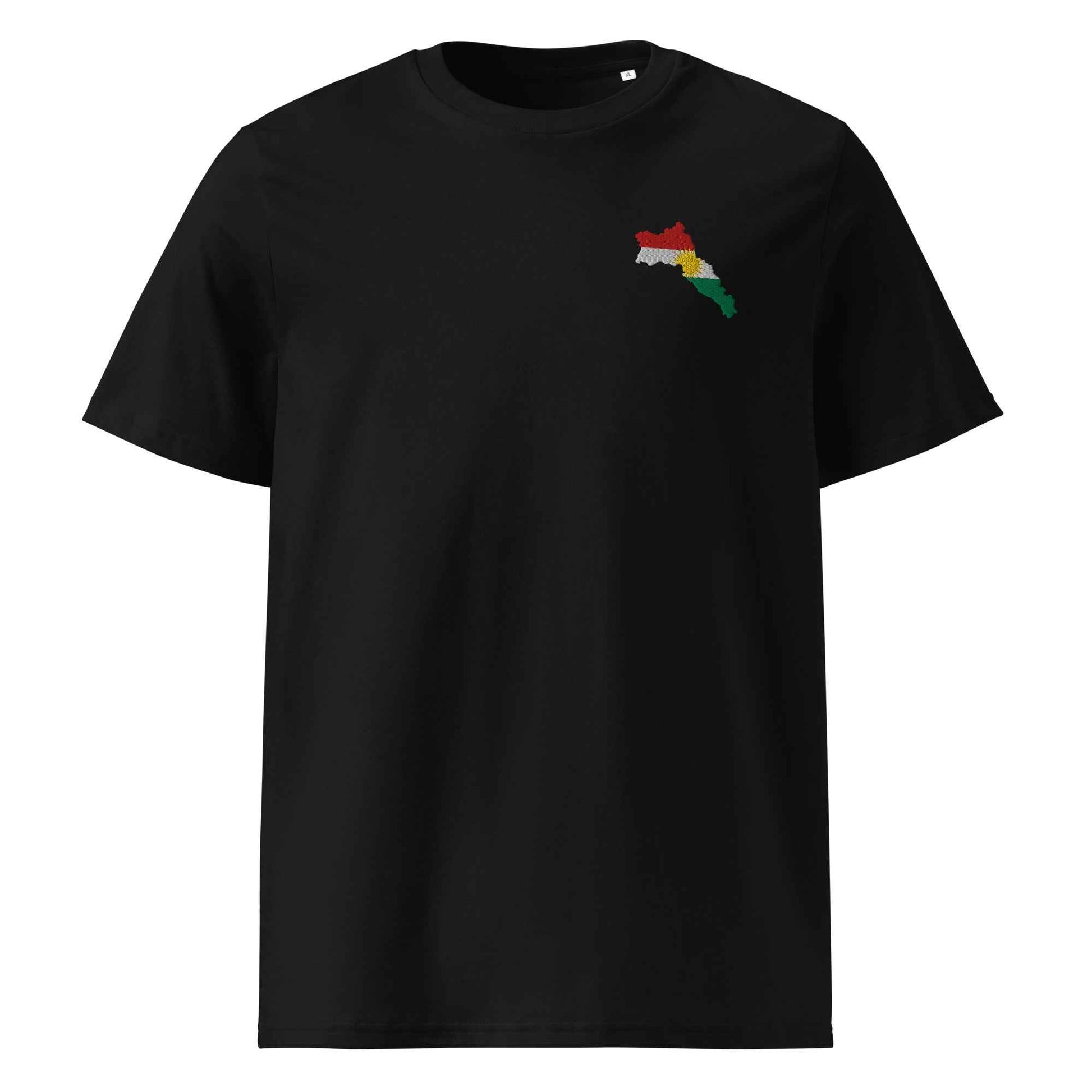 Unisex organic ribbed neck t-shirt with Kurdistan Map