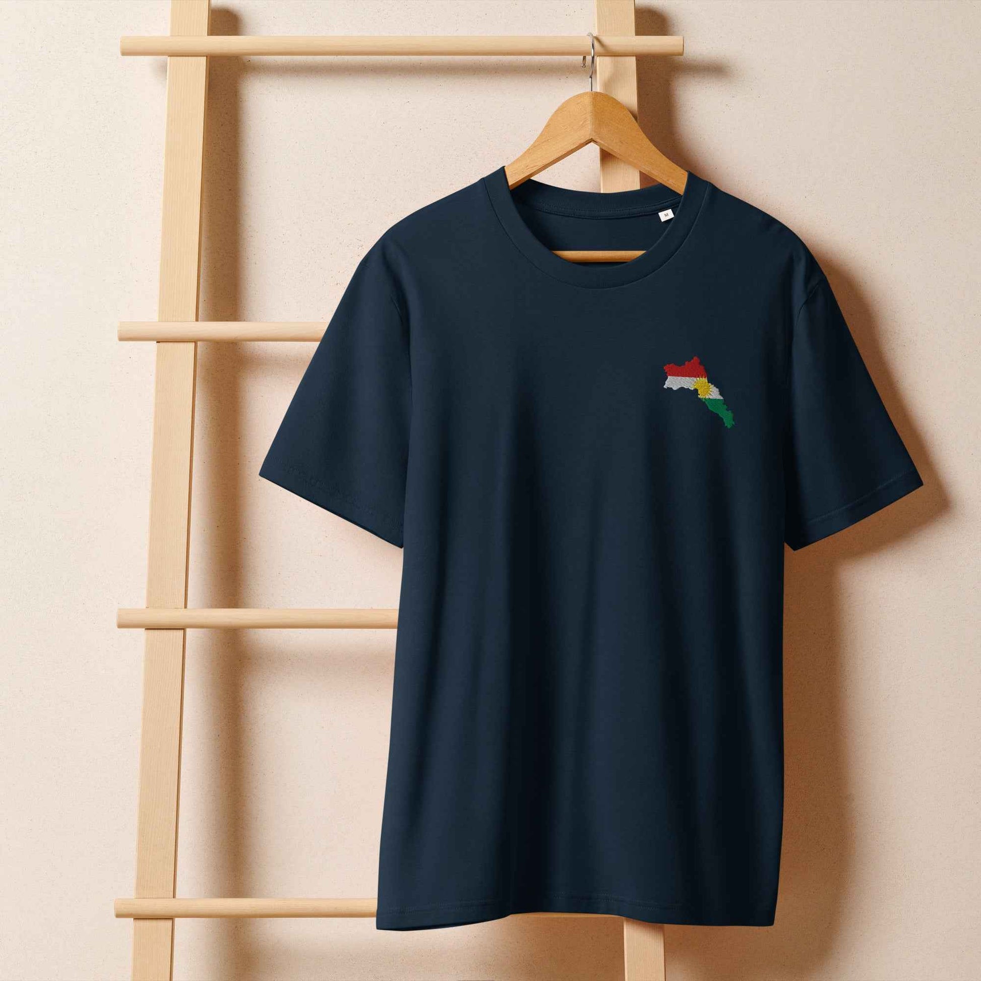 Unisex organic ribbed neck t-shirt with Kurdistan Map