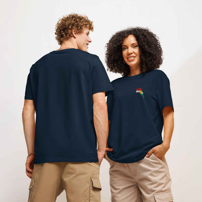 Unisex organic ribbed neck t-shirt with Kurdistan Map